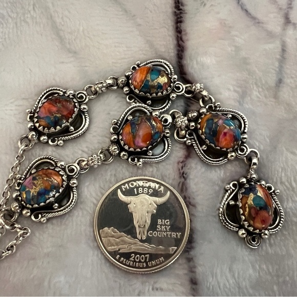 ❤️ Pink Dream Dahlia Kingman Turquoise 925 Navajo Lariat Necklace 20+2” 26.8gm - Picture 9 of 15